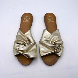 Dumond Women Metallic Knotted Slides Flats Slip On Shoe Light Gold Color…